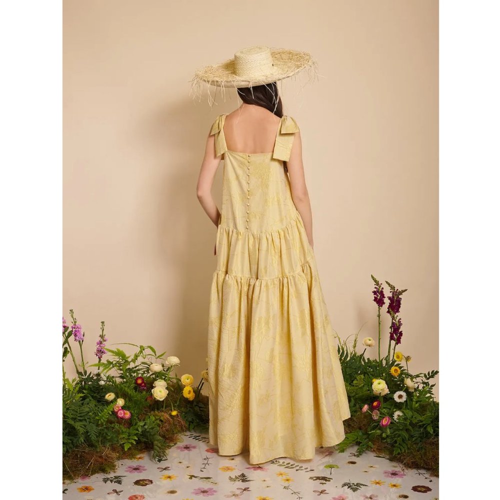 NEW Tuckernuck x Sister Jane Floral Square Neck Tiered Bow Shoulders Maxi Dress - Picture 4 of 13